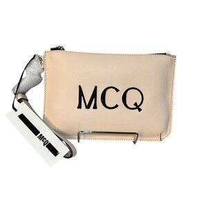 NWT Alexander McQueen MCQ leather embossed logo monogram clutch wristlet bag